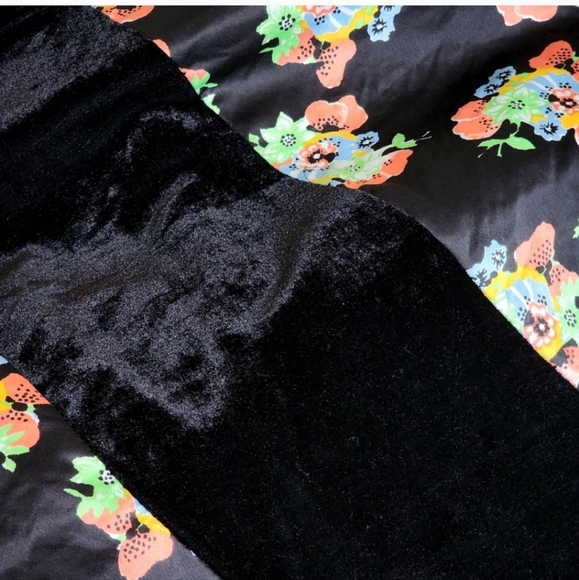 Free people maxi skirt twisted black velvet silk Floral Boho Mermaid style - Picture 5 of 5